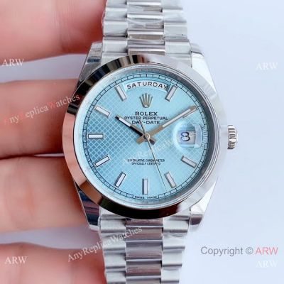 NEW Upgraded Rolex President Day Date II 3255 Iced Blue Dial Watch V3